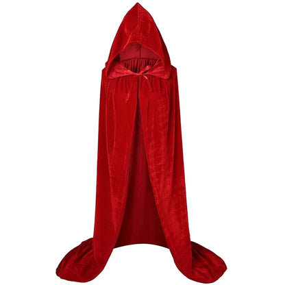 Christmas Pleuche Velvet Hooded Cloak Cape – Medieval Witch, Wicca, Vampire Halloween & Cosplay Costume
