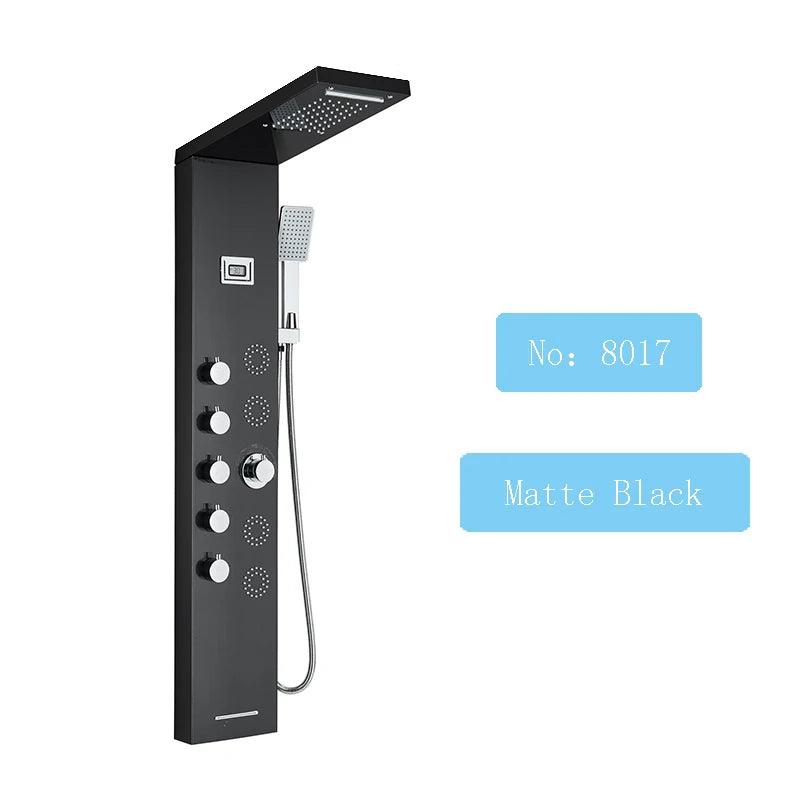 Luxury LED Shower Panel SPA Massage Jet Shower Faucet Bathroom Waterfall Rain Shower Column System Faucet Bathoom
