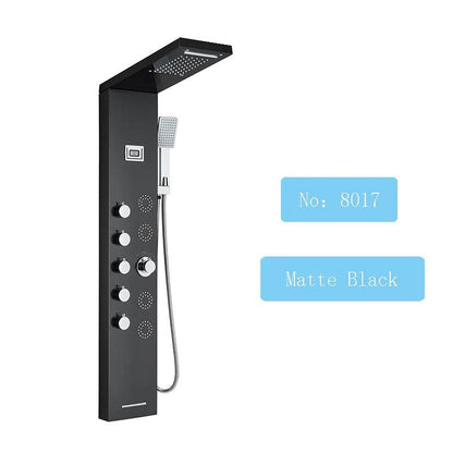 Luxury LED Shower Panel SPA Massage Jet Shower Faucet Bathroom Waterfall Rain Shower Column System Faucet Bathoom