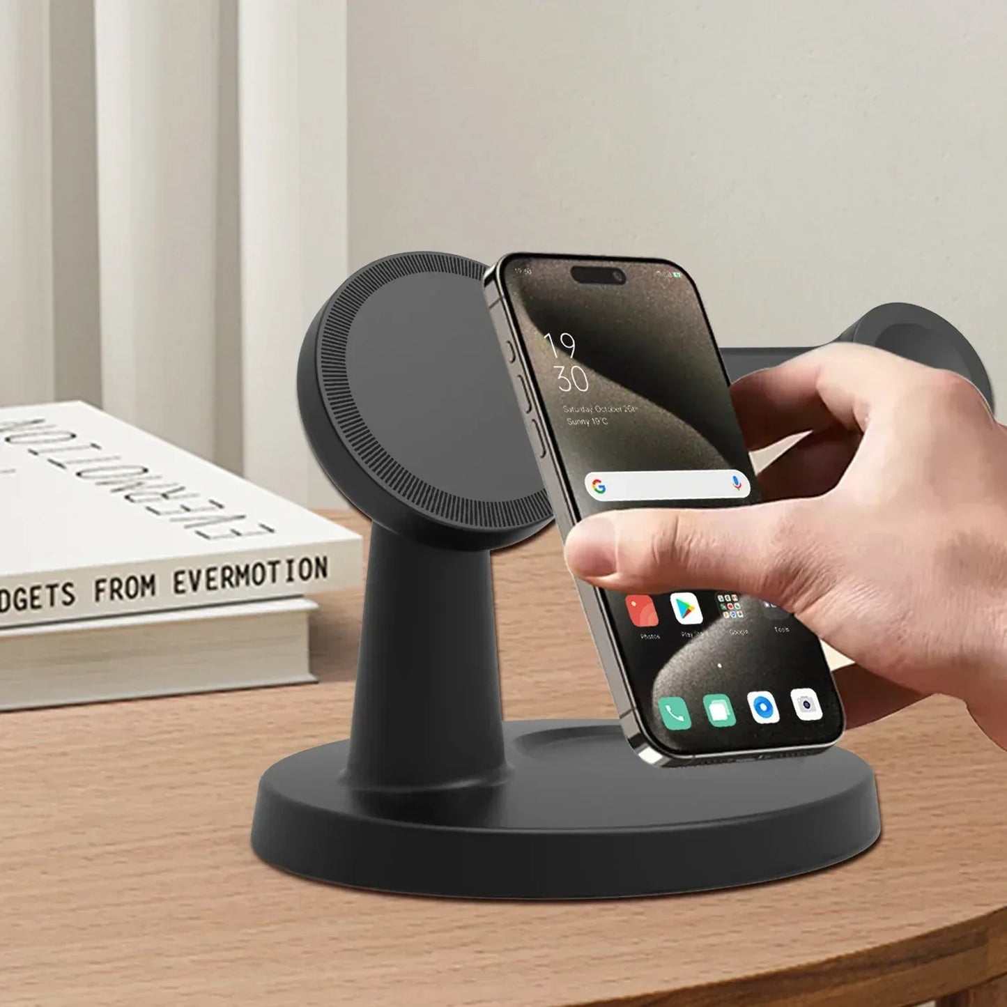 3 In 1 Magnetic Wireless Charger Stand For Magsafe iPhone 16 15 14 13 Pro Max Apple Watch 9 8 AirPods Pro Fast Charging Station - Urbizia