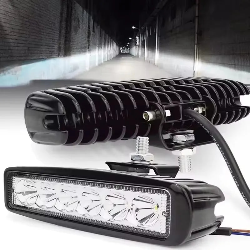 1/2PCS 12V Car LED Light Bar 18W 6000K Super Bright Car LED Work Light IP67 Waterproof Flood Spot Light White Off Road Head