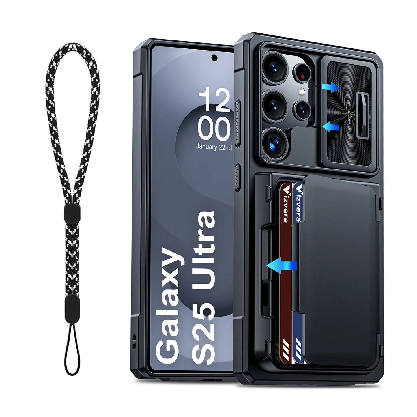 Samsung Galaxy S25 Ultra Case Wallet - Full Body Protective with Card Holder (4 Cards) Camera Cover & Kickstand for Women & Men