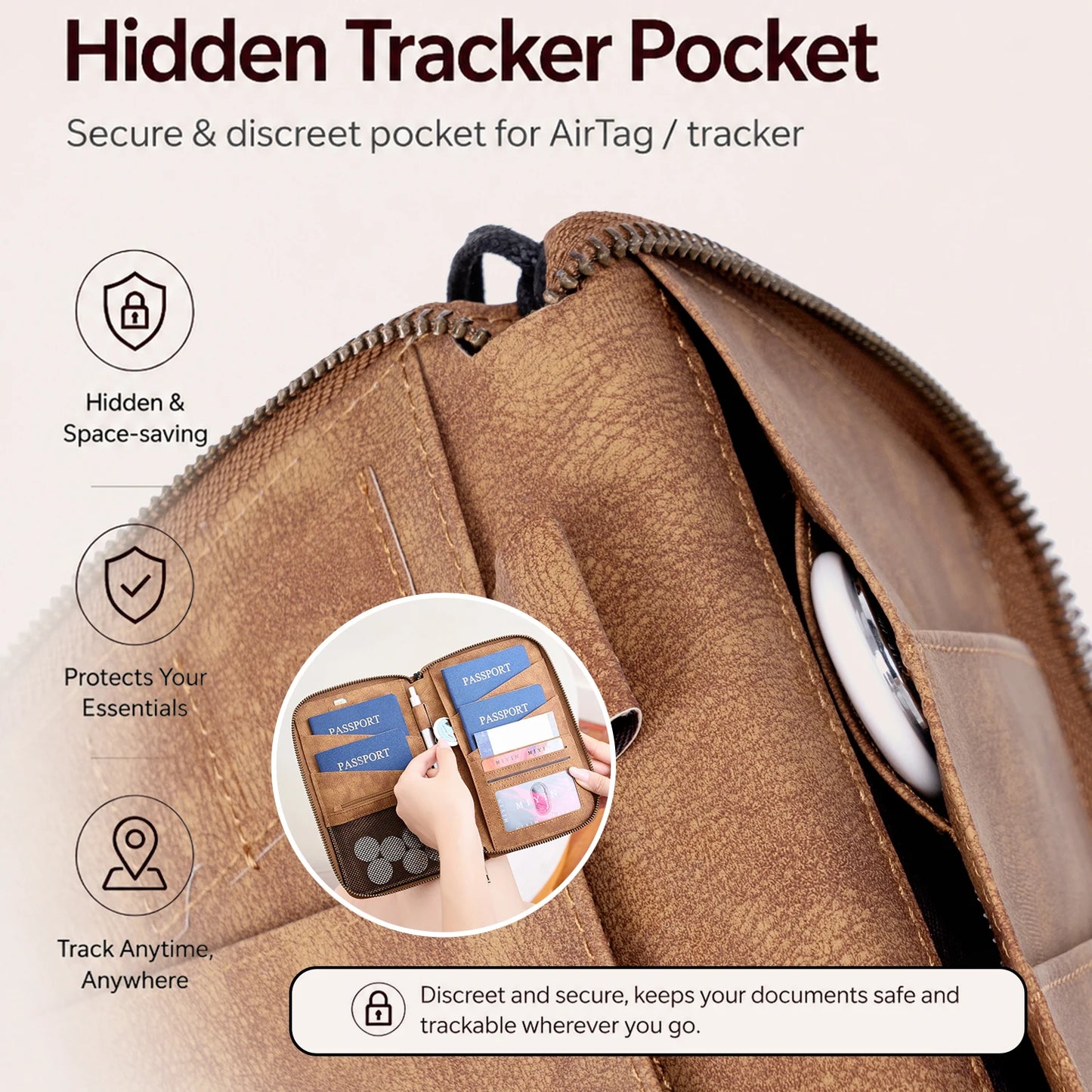 Travel Family Passport Holder RFIDShielded Large-Capacity Document Zippered Storage Wallet PU Clutch Bag Unisex Travel Accessory