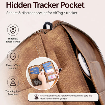 Travel Family Passport Holder RFIDShielded Large-Capacity Document Zippered Storage Wallet PU Clutch Bag Unisex Travel Accessory