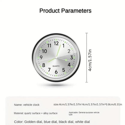 1pc Glow Decorative Clock Car Clock Mini Quartz Analog Car Dashboard Time Stick-On Clock Watch for Car Decoration Exclusive