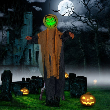 Halloween Pumpkin Ghost Decoration – Swinging, Glowing, and Sound-Activated Prop