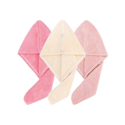 Solid Color Hair Towel Textured Dry Hair Cap 9.8' X 25.5' Absorbent Hair Towel Wrap for Button-Down Women