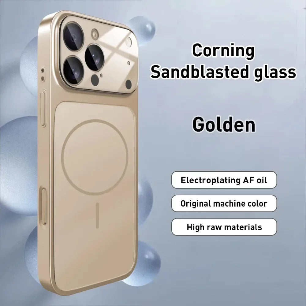 Original Glass Nano Matte Case For iPhone 17 Pro Max Air 16 15 14 13 12 11 Magnetic for Magsafe Wireless Charging Armor Funda