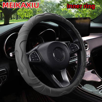 1 Artificial Lamb Skin Sense Three-dimensional Styling Sports Car Steering Wheel Cover Fits 14.5-15 Inches 37-38CM