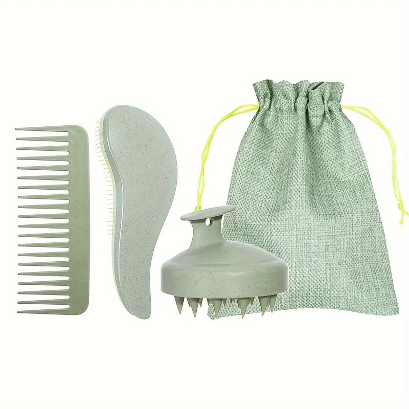 Eco-Friendly Hair Brush & Scalp Massager Set
