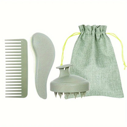 Eco-Friendly Hair Brush & Scalp Massager Set