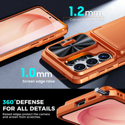 for Galaxy S26 Ultra Case Wallet RFID,Cards Holder,Camera Cove,Full Body Rugged Shockproof Silicone Protective Phone Case-orange