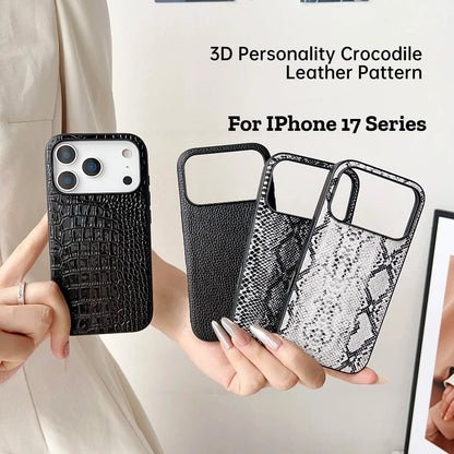 Snake Lichi Pattern Leopard Print PU Leather Case For iPhone18 17 Air 16 15 14 Plus Pro Max Shockproof Rugged Protect Back Cover