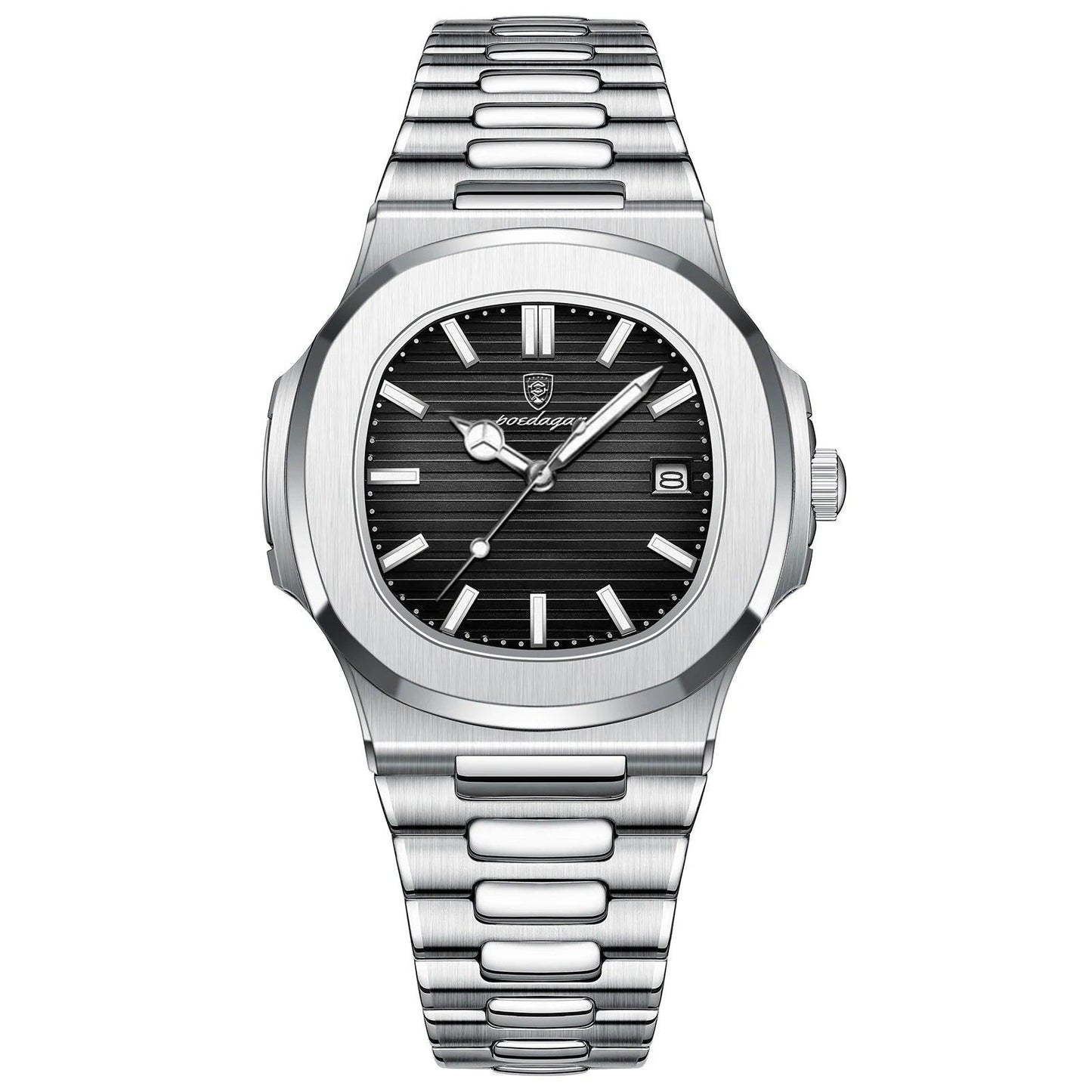 POEDAGAR Square Luxury Men Wristwatch Waterproof Luminous Date Stainless Steel Male Clock Business Sports Quartz Watches For Men