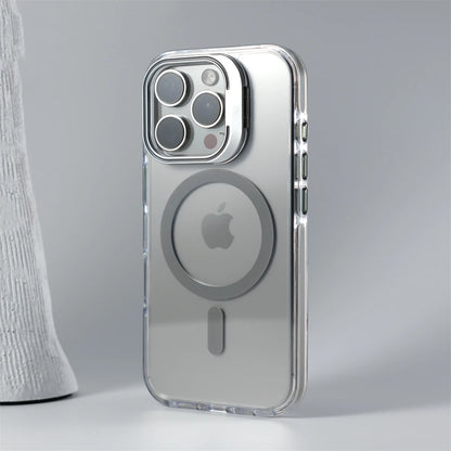 Luxury Lens Holder Shockproof Magnetic Case For iPhone 16 15 14 Plus 13 12 17 Pro Max 17Air 16e Magsafe Fashion Clear Cover