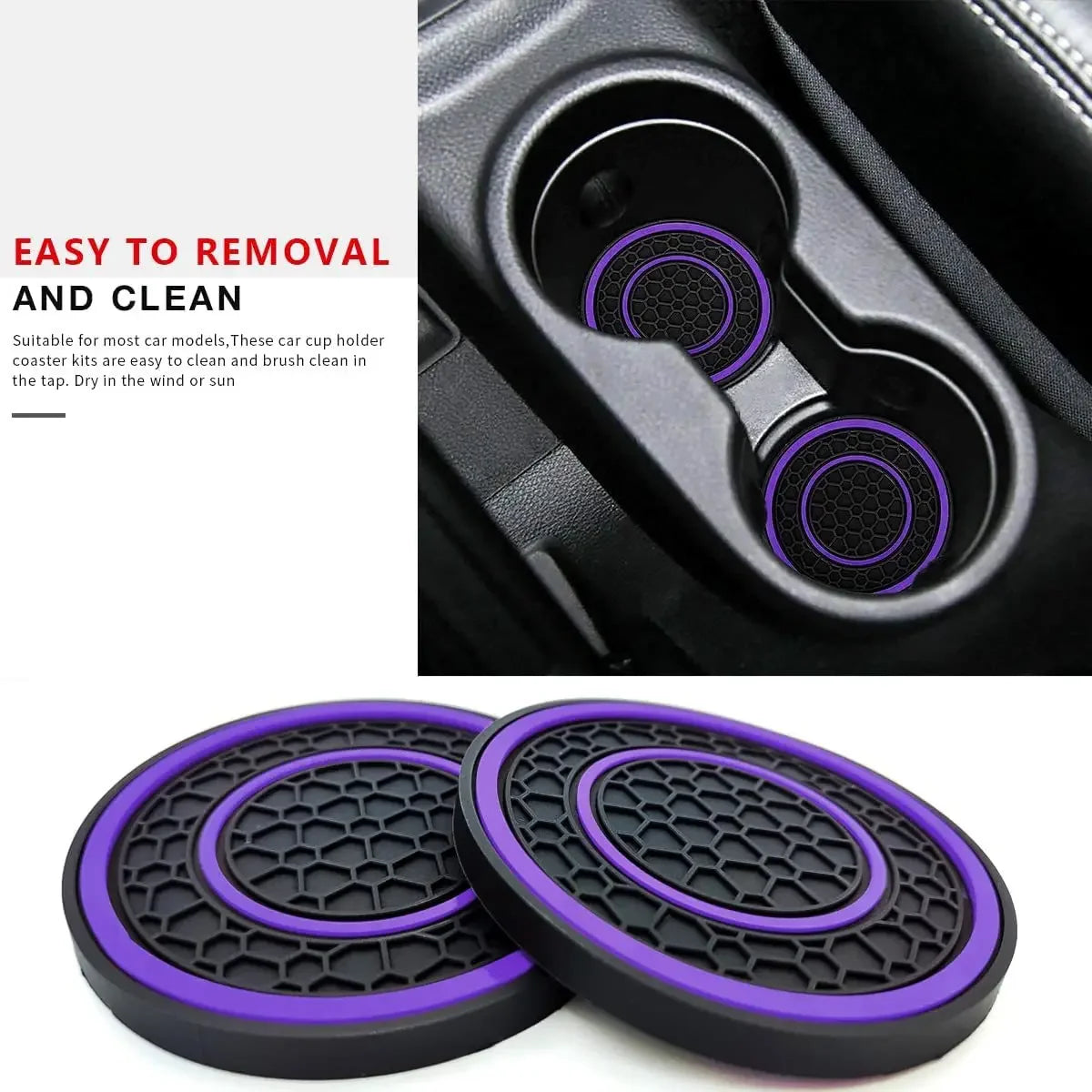 New 2-piece Anti Slip Mat, Car Coaster, Durable Car Cup Holder, Coaster, Universal, Dust-proof Protection for Car Interior