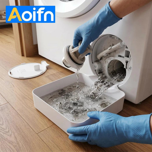Aoifn Washing Machine Drain Pan, Water Catcher Tray for Front Load Washer Filter Cleaning, Laundry Floor Spill Protector Tool