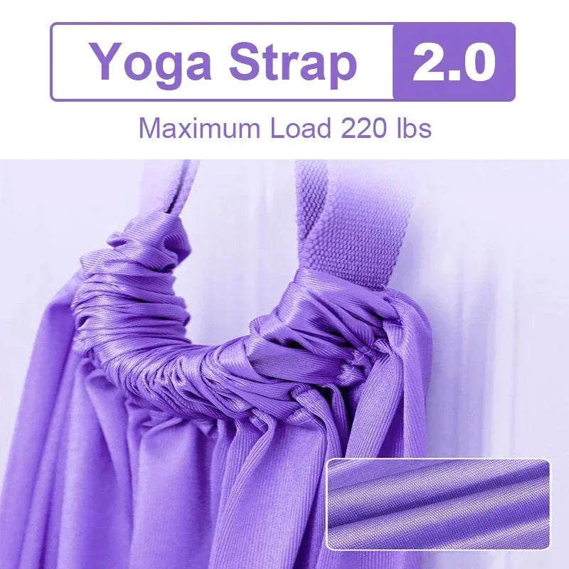 Adjustable Aerial Yoga Strap Elastic Stretch Door Hanging Yoga Belts Hammock Swing Fitness Handstand Rope Training Device Women - Urbizia
