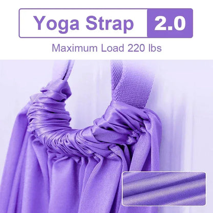 Adjustable Aerial Yoga Strap Elastic Stretch Door Hanging Yoga Belts Hammock Swing Fitness Handstand Rope Training Device Women - Urbizia