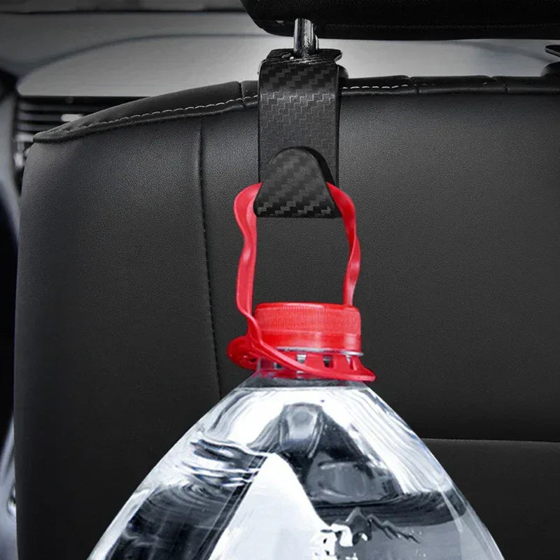 4Pcs Carbon Fibre Hook Car Seat Headrest Hook Auto Back Seat Organizer Hanger Handbag Clothes Bracket Car Interior Accessories - Urbizia