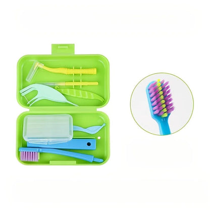 Travel Portable Orthodontic Oral Dental Cleaning Kit Foldable Toothbrush Orthodontic Wax Interdental Brush Oral Cleaning Care