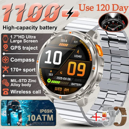 2026 New 1100mAh Big Battery Smart Watch Men Outdoor GPS Path Compass 10ATM Waterproof Bluetooth Call AMOLED HD Sport Smartwatch - Urbizia
