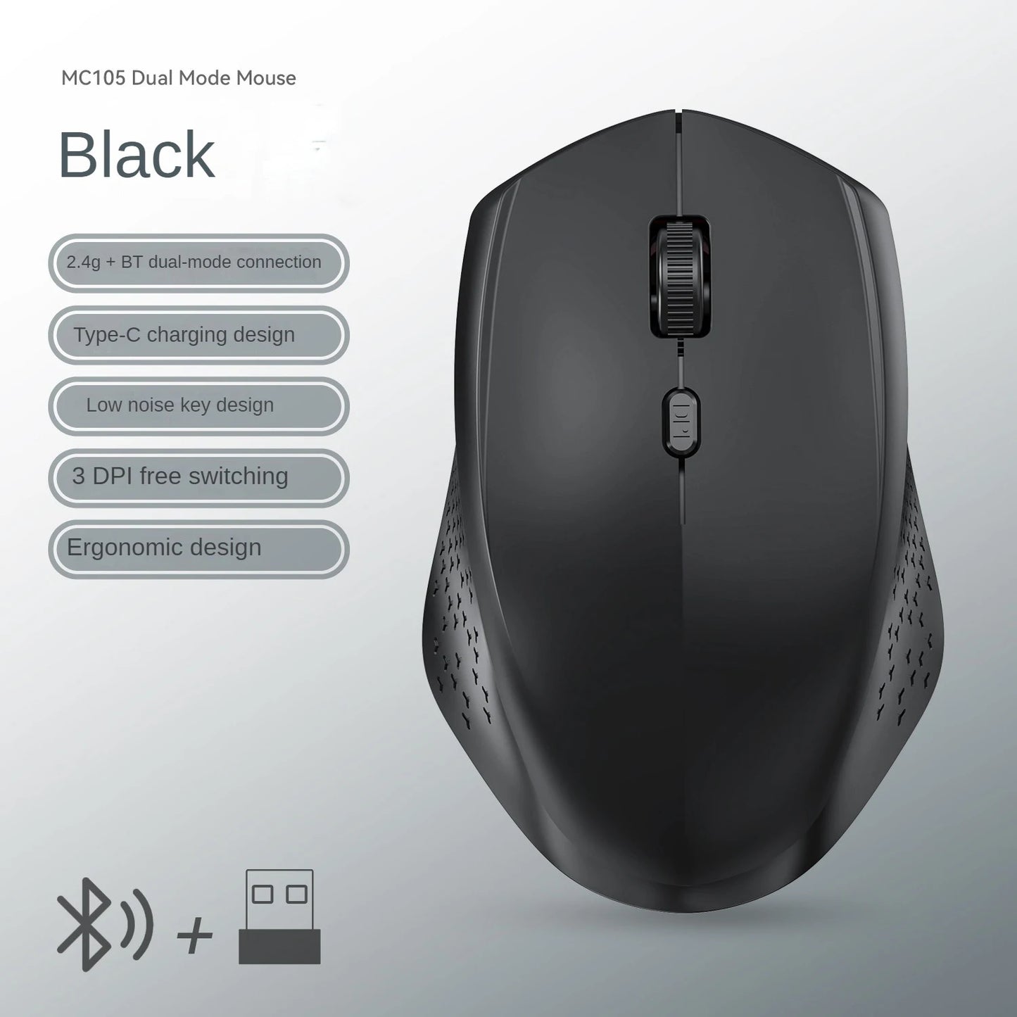 KEBIDUMEI Dual-Mode Bluetooth Mouse 2.4G Wireless Mouse Silent Mouse Rechargeable Gaming Mouse Mice For PC Laptop Windows MacOS