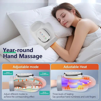 Newest Portable Electric Hand Massager with Heat Airbag Compression Cordless Glove Massage Fingers Palm Full Wrapped Relaxation