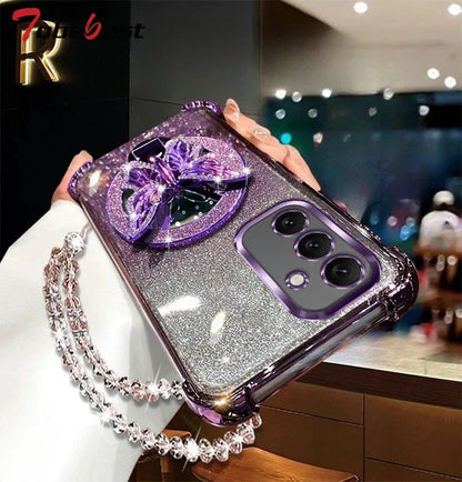 Butterfly Mirror Crystal Bracelet Case for Samsung Galaxy A Series