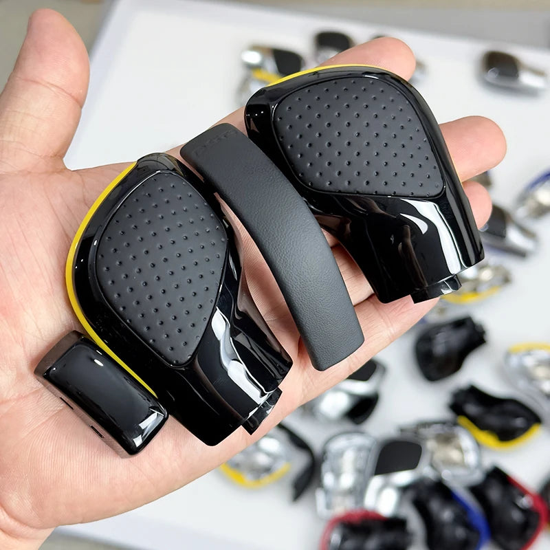 Black Chrome With Suede Leather Gear Shift Knob Side Cover DSG Emblem For VW Golf 6 7 R GTI Passat B7 B8 CC R20 Jetta MK6 GLI