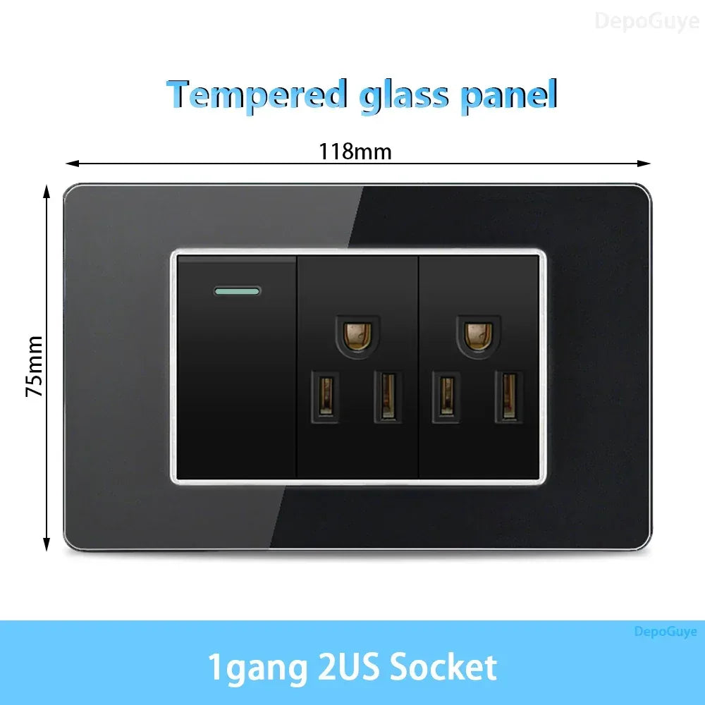 American Thai Standard USB Type-C 20W Fast Charging Power Outlet,Mexico with Smart usb c 3A Socket Wall Electric Light Switch - Urbizia
