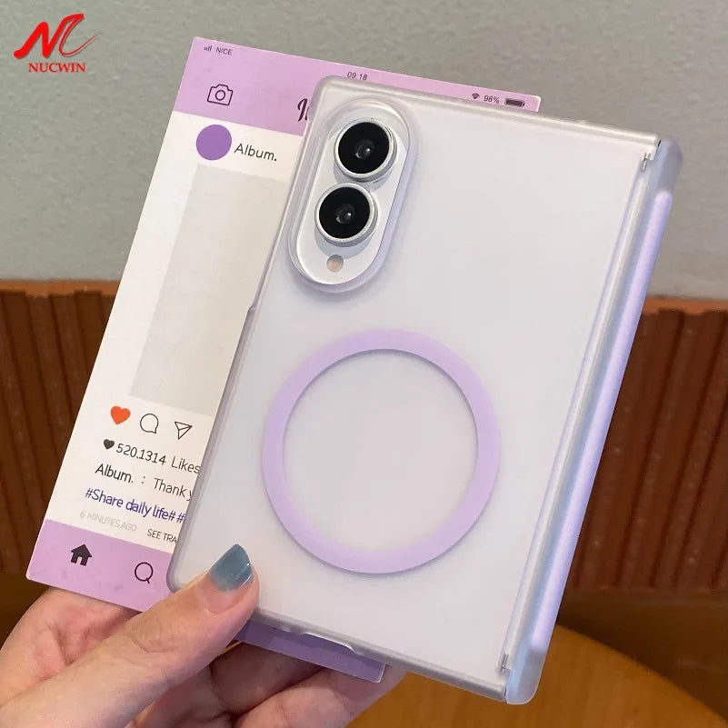 Luxury Hinge Protect Matte Frosted Semi-Transparent for Magsafe Case For Samsung Z Fold 8 Ultra Fold8 Wide Galaxy Z Fold 6 7