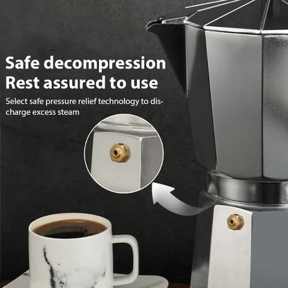 Octagonal Moka Coffee Kettle Latte Percolator Espresso Pot Home Office Travel Outdoor Camping Tableware ﻿Aluminum Coffee Tea Pot