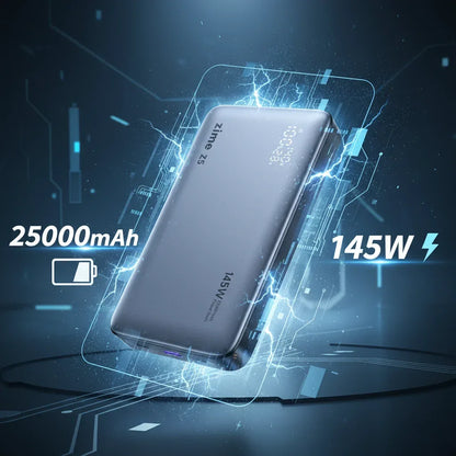 zime Z5 25000mAh 145W Power Bank PD Fast Charging For Laptop Phone Notebook High-wattage Portable External Battery LED Display