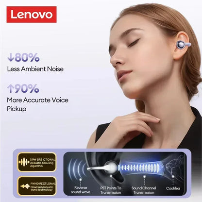 Lenovo LE302 Wireless Bluetooth 6.0 Headset Long Battery Life Sports Ear Clip Earphones HIFI Stereo Noise Cancelling Headphones - Urbizia