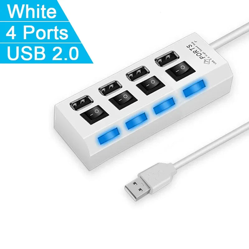 USB 2.0 4/7 Port Multi USB Hub Splitter with Switch