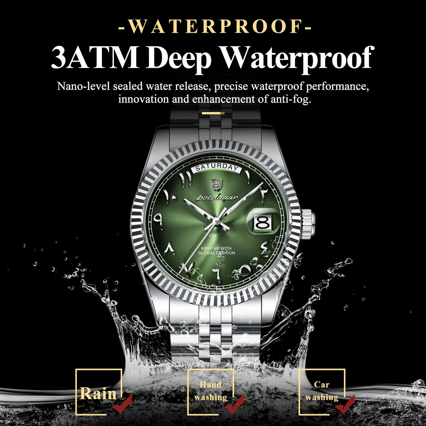 POEDAGAR Top Trendy Man Clock Stainless Steel Waterproof Business Men Watch Date Week Quartz Creative Men's Watches Reloj Hombre