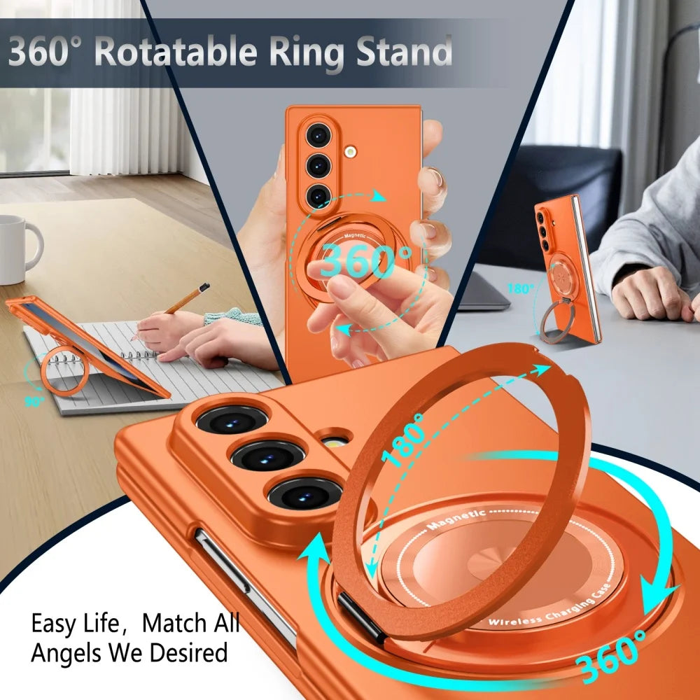 Luxury Military Armor Solid Color Magnetic 360 Bracket Phone Case For Samsung Z Fold 8 7 6 5 4 3 ZFold8Ultra for Magsafe Cover