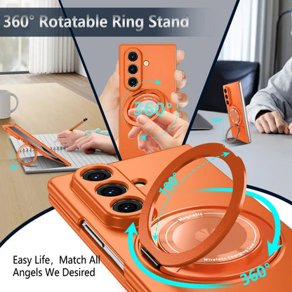 Luxury Military Armor Solid Color Magnetic 360 Bracket Phone Case For Samsung Z Fold 8 7 6 5 4 3 ZFold8Ultra for Magsafe Cover