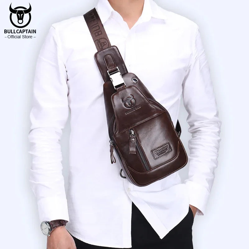 BULLCAPTAIN Genuine Leather Crossbody Chest Bag