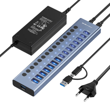 Acasis 16/10/7 Port USB Hub 10Gbps Individual Switch Charging Data Transfer for PC Laptop Workstation Multi Device Expansion