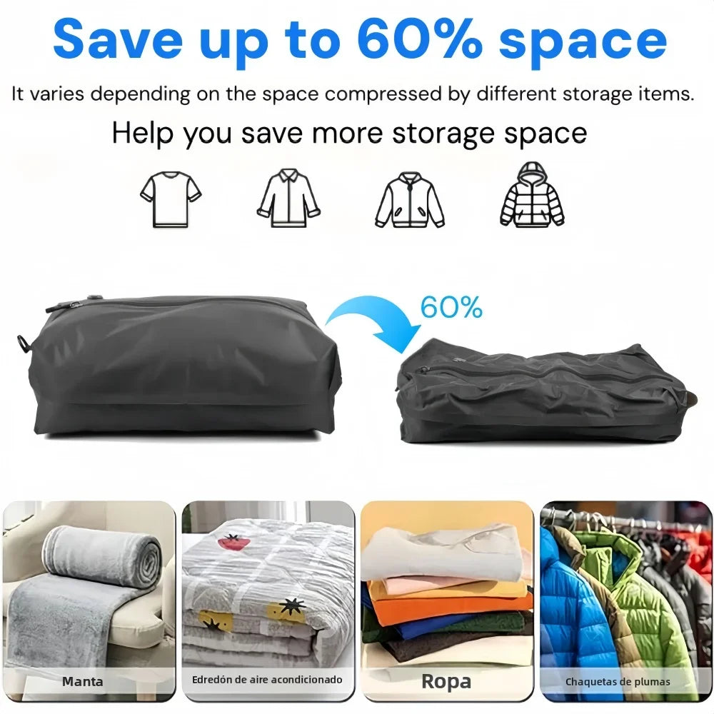 17L Travel Vacuum Storage Bags with Air Pump, Outdoor Clothes Compression Bags, Reusable Empty Vacuum Bags for Clothes Suitcases