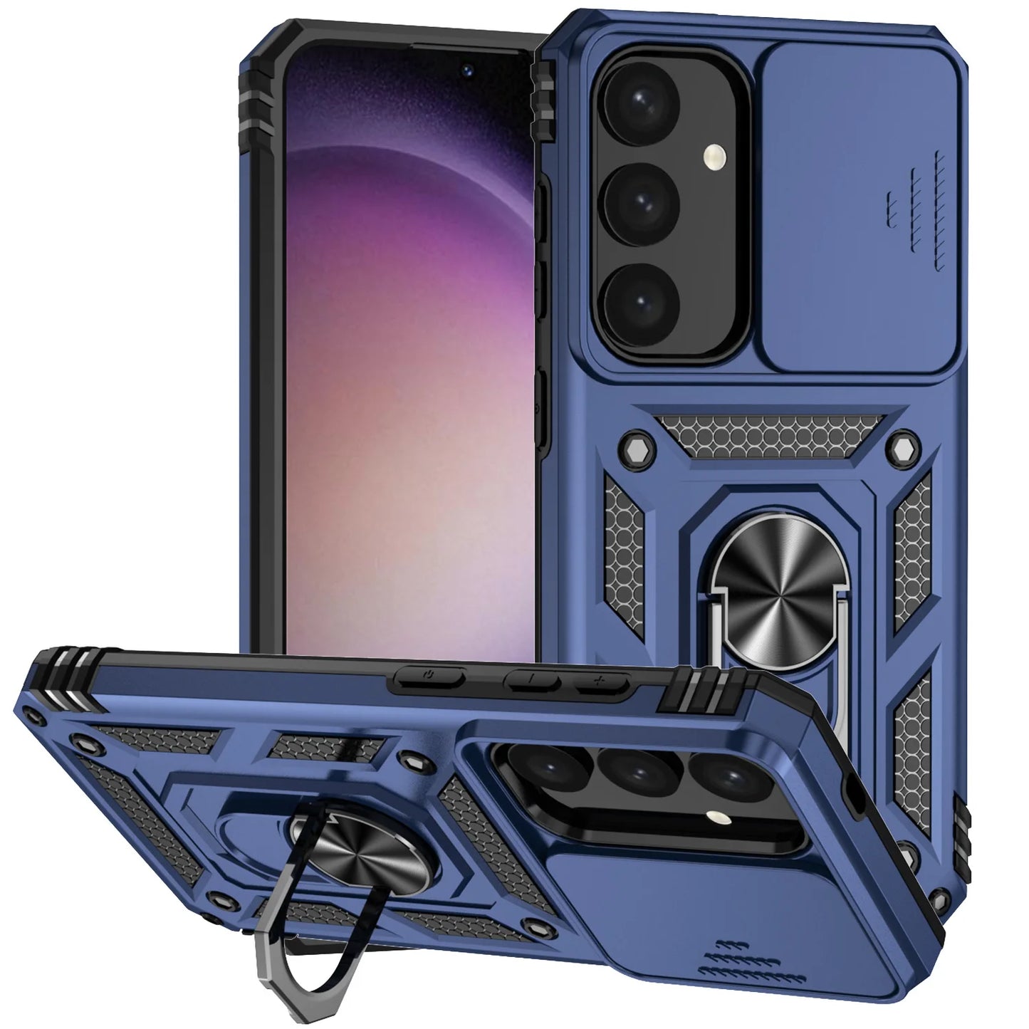 Luxury Armor Case for Samsung Galaxy S26 S25 Edge S24 S23 S22 S21 S20 S10 FE Ultra Plus Ring Holder Slide Lens Stand Phone Cover