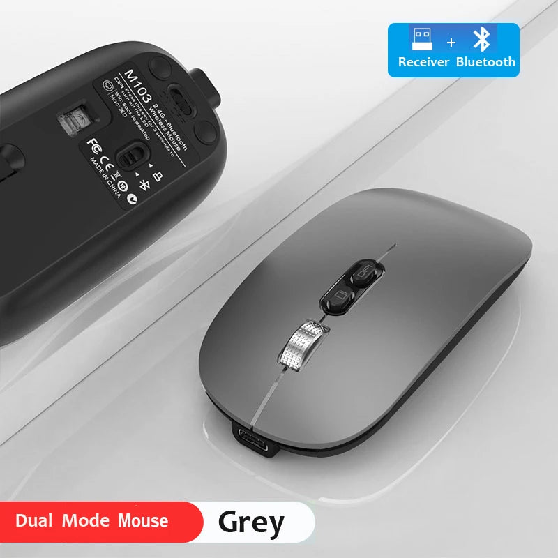 Dual Mode Bluetooth 2.4G Wireless Mouse One-Click Desktop Function Type-C Rechargeable Silent Mice for Laptop PC New