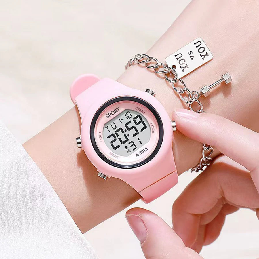 LED Digital Kids Sports Watch set Luminous Waterproof Alarm Clock Boys and Girls Student Electronic Wristwatch with Bracelet set