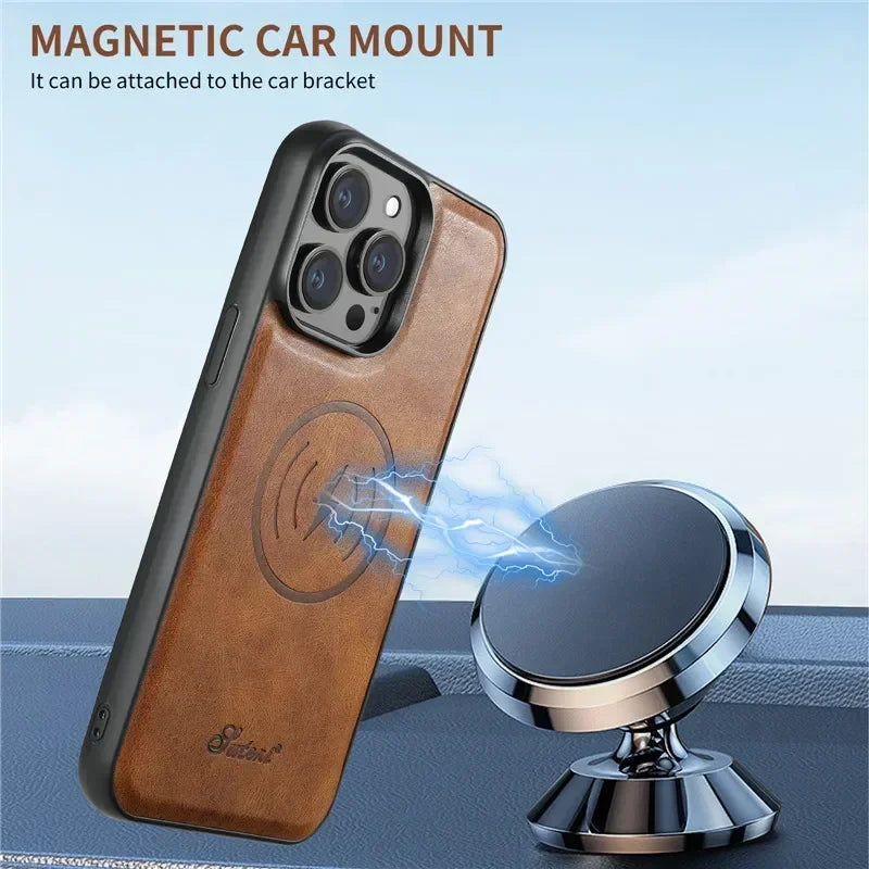 EUCAGR Magsafe Magnetic 2 In 1 Detachable Wallet Leather Case For iPhone 12 13 14 15 16 17 Pro Max Plus 16E 17 Air Holder Cover