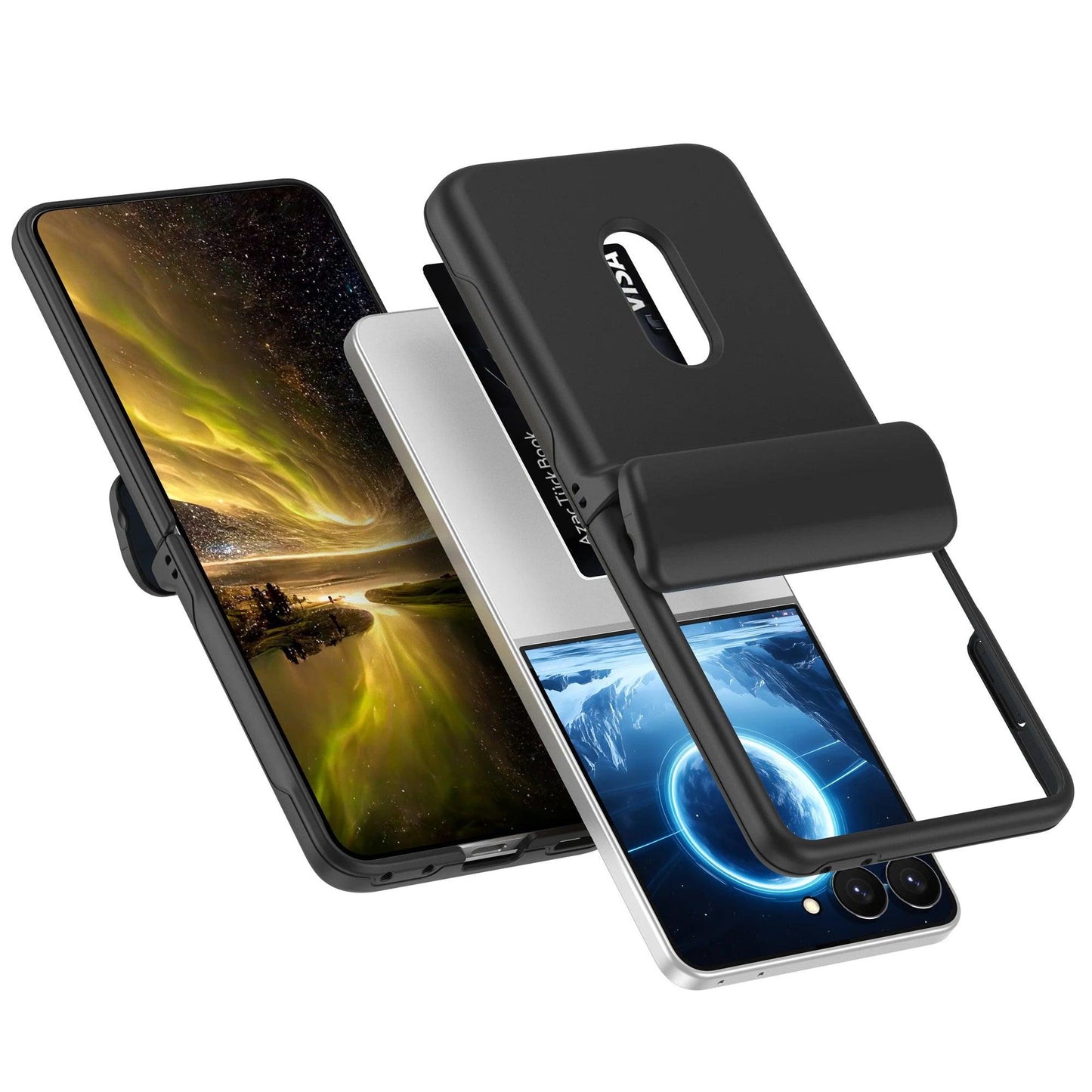 Phone Case for Samsung Galaxy Z Flip 8 7 6 5 4 3 Flip8 Flip7FE Card Slot Hinge Full-pack Anti-Drop Shockproof Protection Cover