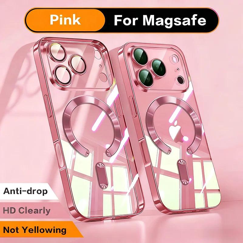 iPhone MagSafe Clear Case – Plating Soft TPU Magnetic Cover