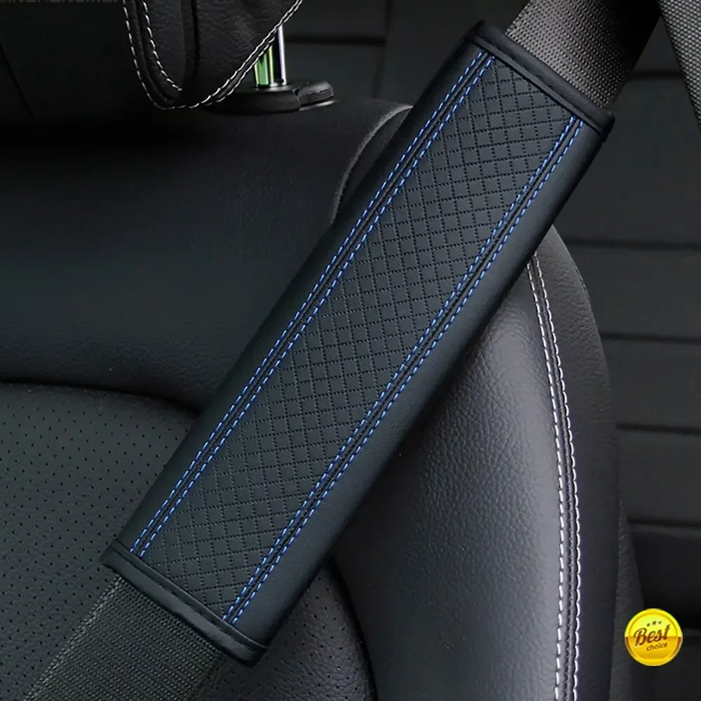 1PCS PU Leather Embossed Car Seat Belt Shoulder Cover Decompression Comfort Car Accessories Safety Belt Protective Cover - Urbizia