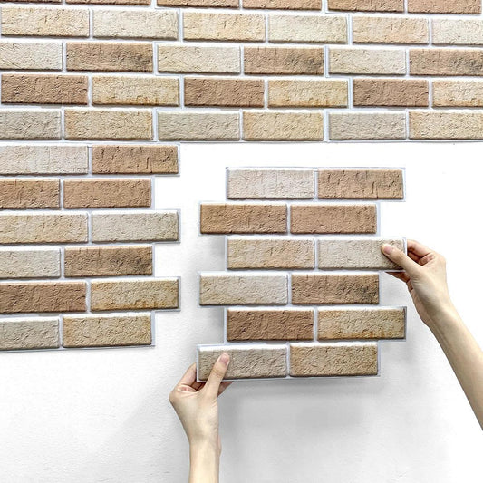 3D Wall Sticker Self-adhesive Faux Brick Wall Panel Peel and Stick Tile Backsplash for Kitchen Bedroom Waterproof Tile Sticker - Urbizia
